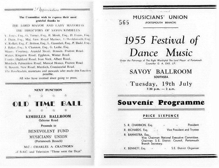 1955 Festival of Dance Music Programme