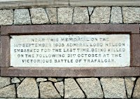 Plaque on the Trafalgar Memorial